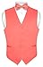 Men's Dress Vest & BowTie Solid CORAL PINK Color Bow Tie Set for Suit or Tuxedo