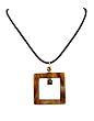 Necklace - N282 - Shell and Fire Polished Glass Pendant ~ Open Square (1-1/2")