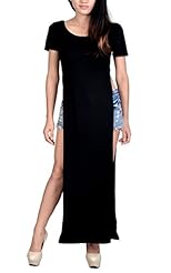 Slit Plunging Neck Nylon/Polyester/Rayon/Spandex Short Sleeves  Dress