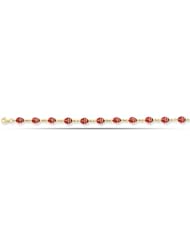 14K Yellow Gold And Enamel Ladybug Anklet (10 Inches)