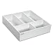 TrippNT 50068 White PVC Plastic 4" Extra Deep Drawer Organizer, 5 Compartments, 17.5" Width x 4" Height x 19.5" Depth