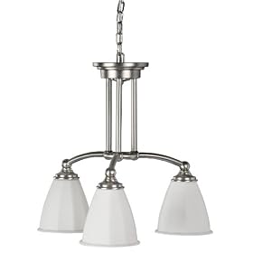American Fluorescent FAP313SNSCT Faceted Blown Glass Pendant, 3 Light, Satin Nickel by American Fluorescent