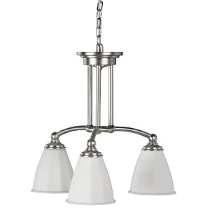 American Fluorescent FAP313SNSCT Faceted Blown Glass Pendant, 3 Light, Satin Nickel by American Fluorescent