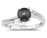Black Star Sapphire and Diamond Ring in White Gold