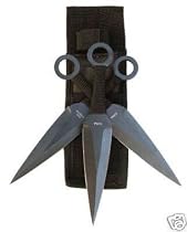 Set 3 Ninja Stealth Black Throwing Knives with Nylon Case