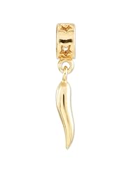 Sterling Silver Gold-plated s Italian Horn Dangle Bead by Reflection Beads, Best Quality Free Gift Box Satisfaction Guaranteed