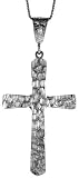 Sterling Silver Nugget Cross Pendant, 2 1/4 in. (56mm)