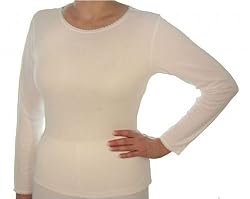 Cuddl Duds Softwear Lace Edge Long Sleeve Crew Neck Top
