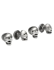 ROTENIER White Sapphire Skull Studs Set