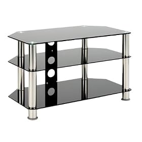 Centurion GT3 Black Premium Contemporary Design Flat Screen 15"-37" Glass Stand