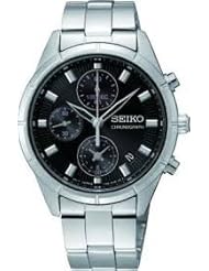 Seiko Chronograph Black Dial Stainless Steel Unisex Watch SNDX47