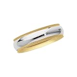 18K Yellow Gold and Platinum Comfort-Fit Milgrain Band