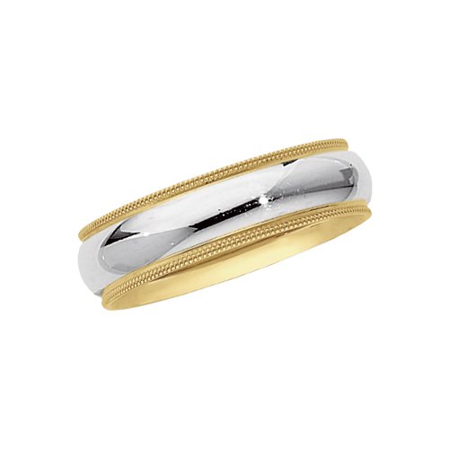 18K Yellow Gold and Platinum Comfort-Fit Milgrain Band
