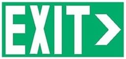 Exit Sign, 10 x 21In, Glow/GRN, Exit, ENG