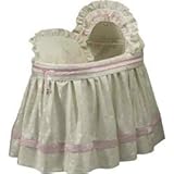Baby King and Queen Pink Bassinet Liner/Skirt and Hood - Size: 17x31