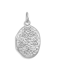 Oval Polished Floral Design Locket
