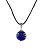 Necklace - N484 - Round Shape Murano Style Glass ~ Cobalt Blue and Copper Stripe