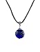 Necklace - N484 - Round Shape Murano Style Glass ~ Cobalt Blue and Copper Stripe