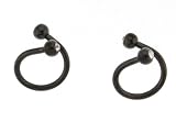 Lip Ring - Black Anodized with Clear Crystals - 16 Gauge - Sold as a Pair