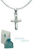 Diamond Desires Sterling Silver Cross Pendant & Chain