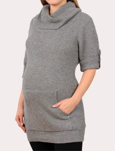 Motherhood Maternity: Elbow Sleeve Tab Cuff Maternity Tunic