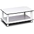 Furinno 11172 Just 2-Tier No Tools Coffee Table, White w/White Tube