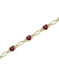14kt Yellow Gold Heartshape Garnet and Diamond Bracelet