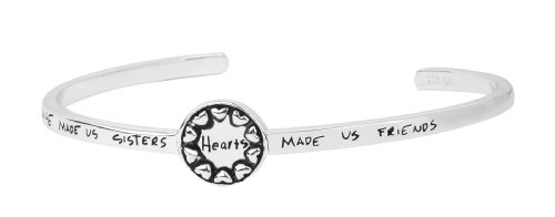 Sterling Silver “Chance Made Us Sisters Hearts Made Us Friends” Cuff Bracelet