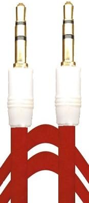 CablesFrLess (TM) 3ft / 6ft / 10ft long 3.5mm Auxiliary (AUX) Audio Jack cable (Braided Style) (Solid Red)