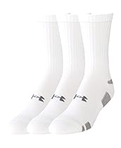 Under Armour Men's HeatGear Crew Socks (3 Pair), White, Medium
