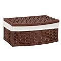 Household Essentials ML-7010 Curved Basket with Lid, Lined, Dark Stained