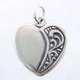 Small Sterling Silver Heart Charm or Pendant, #11442