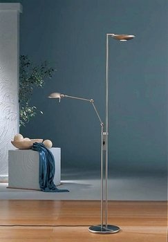 Holtkoetter Halogen Torchiere with Reading Swing-Arm, Satin Nickel On Sale