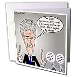 Rich Diesslins Funny General - Editorial Cartoons - John Kerry Foot In Mouth Disease - Greeting Cards-12 Greeting Cards with envelopes