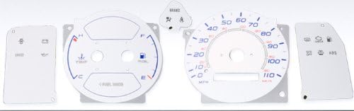 Fastwayracer RIG-443, Toyota Corolla L4 OEM White and Blue Reverse Glow Gauge W/o RPM Face Gauge Tach