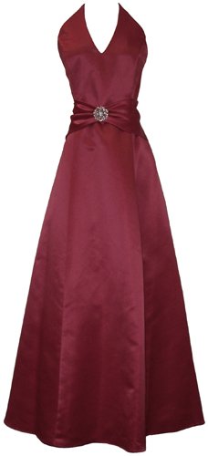 Satin Halter Dress Crystal Pin Prom Holiday Gown Formal Bridesmaid – 2X