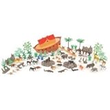 Zoo Animals Ark Playset: 75 Piece Playset of small Animal Figures, Trees, Boat and more