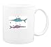 Mug with gun, saw, swimming, water, fish