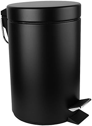 Malmo FE43005LB MediumCarbon Steel Round Step Trash Can,5L/1.3Gallon,Black