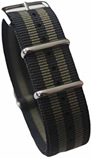 Watch Aficionado 24 - Watch Bands Straps - Choice Of Color 20mm Premium Heavy Duty Durable Ballistic NATO Nylon James Bonds Style Straps (Black double green, 20mm)
