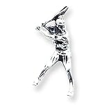 Sterling Silver Antiqued Baseball Player