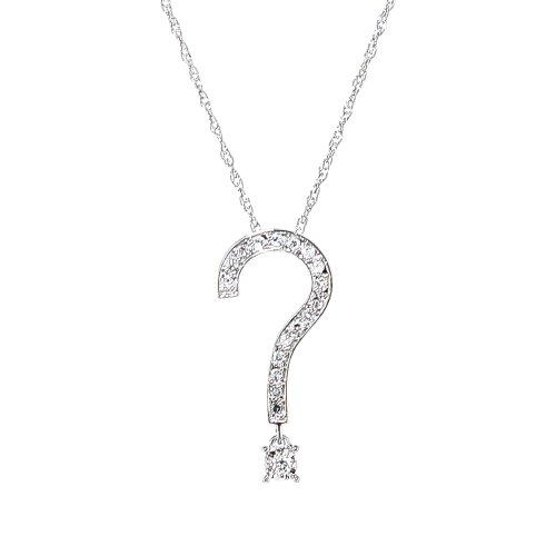 10k White Gold Diamond Question Mark Pendant (1/10 cttw, I-J Color, I1-I2 Clarity), 18