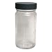 Vestil BTL-GG-4-CS Wide Mouth Round Graduated Glass Bottle with Green Threaded Cap, 2" Diameter x 4" Height, 4 oz Capacity, Clear (Pack of 6)