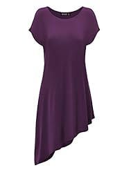 Dolman Short Sleeves Full Length Round Neck Asymmetric Rayon/Spandex/Knit  Shirt Tunic 