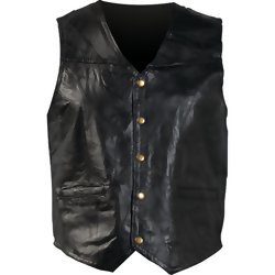 Giovanni Navarre Italian Stone Design Genuine Leather Vest Fully Lined With 5 Snap Buttons