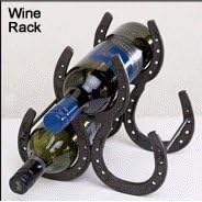 Western Cowboy Horseshoe Wine Rack Holds 3 Bottles by