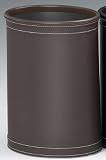 Kraftware 68874 Stitched Brown Stitched Waste Basket with Silver Basket