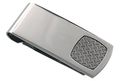 Titanium & Steel Money Clip with Grid Mesh Center