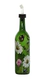 Review ArtisanStreet  / ArtisanStreet's Green Glass Olive Oil Bottle. Hand Painted with Wildflower Design. Olive Oil Written on Bottle. Features Open & Close Spout. Made to Order, Signed by Artisan.