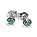 Perfectly Matched Bezel Style Emerald Stud Earring, 14k White Gold (T.w 0.15)